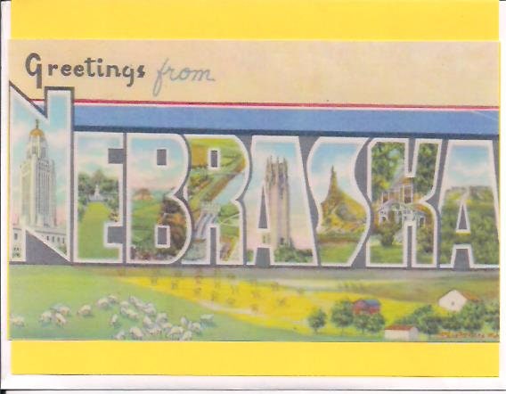 Greetings from Nebraska Note Card – State Map Postcard, A2 Size