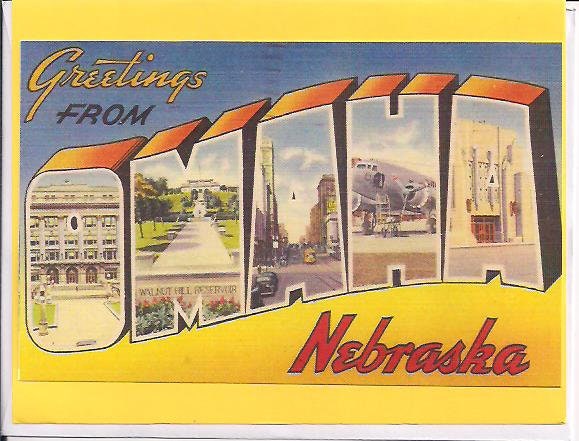 Greetings from Omaha Note Card – Nebraska Map with Envelope