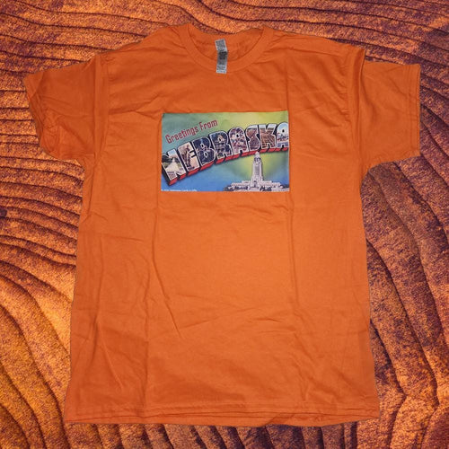Greetings from Nebraska T-Shirt, Orange State Pride Tee, Cotton, Unisex