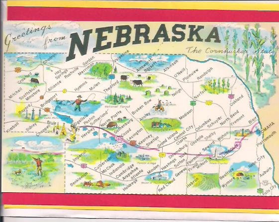 Nebraska State Map Note Card – Greetings from Nebraska