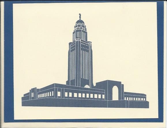 Nebraska Capitol Building Note Card - Greetings from Nebraska with Envelope