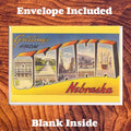 Greetings from Omaha Note Card – Nebraska Map with Envelope