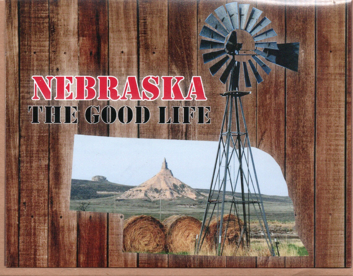 Nebraska Note Card with Envelope – State Map, Windmill Design