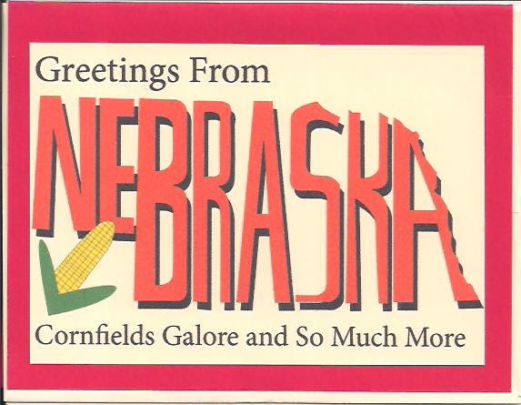 Note Card with Envelope - Greetings from Nebraska - Cornfields Galore
