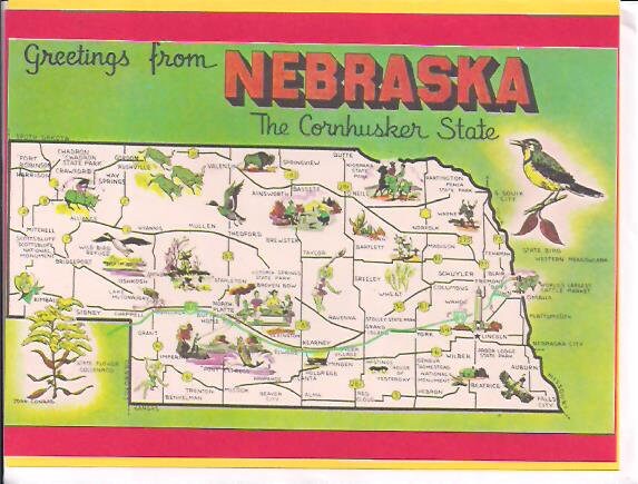 Nebraska Map Note Card – Greetings from Nebraska, Blank Inside