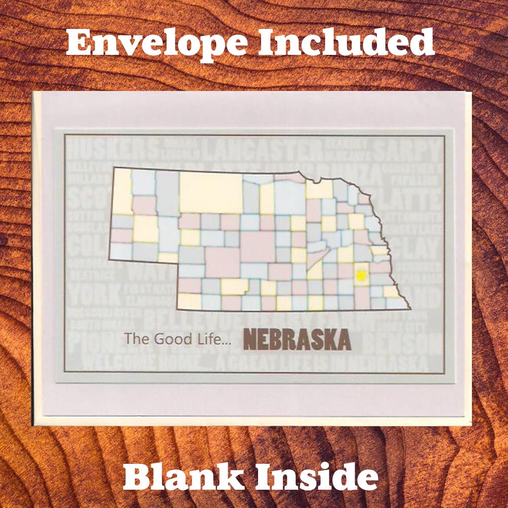 Nebraska County Map Note Card – Greetings from Nebraska