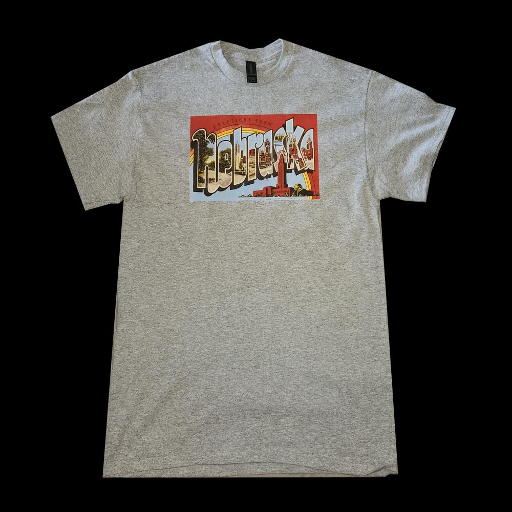 Greetings from Nebraska Gray T-Shirt, Nebraska souvenir, Cotton Unisex
