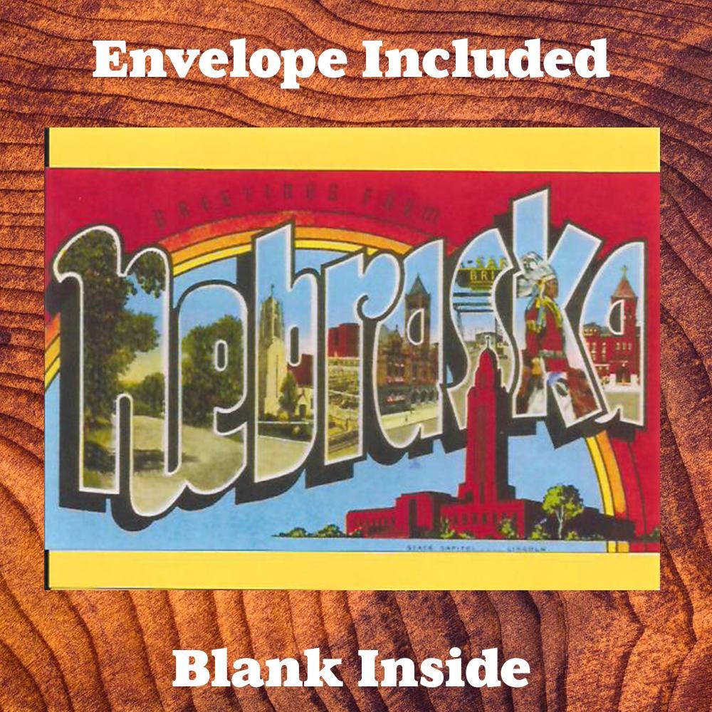 Nebraska Capitol Building Note Card - Greetings from Nebraska, A2 Size